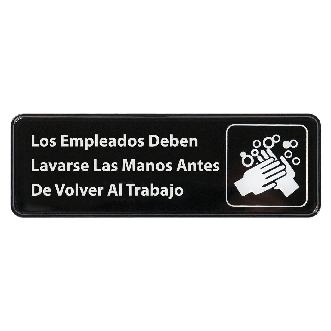 Winco SGN-360 to SGN-369, 3" x 9", Black, Employee Must Wash Hands..." to "Women" Information Sign