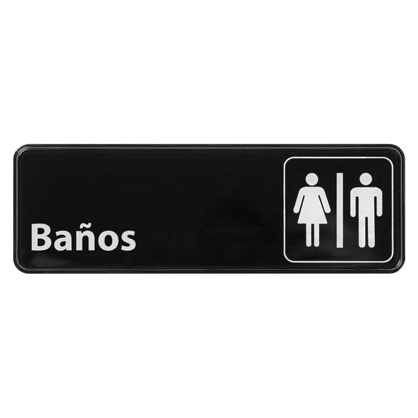 Winco SGN-360 to SGN-369, 3" x 9", Black, Employee Must Wash Hands..." to "Women" Information Sign