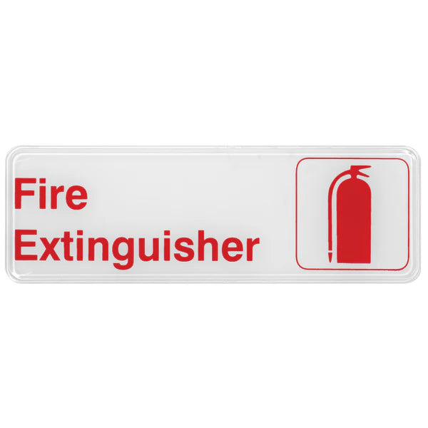 Winco SGN-381W and SGN-382W, 3" x 9", White "Exit" and "Fire Extinguisher" Information Sign - Restaurant Kitchen, Buffet Stations, Catering Services