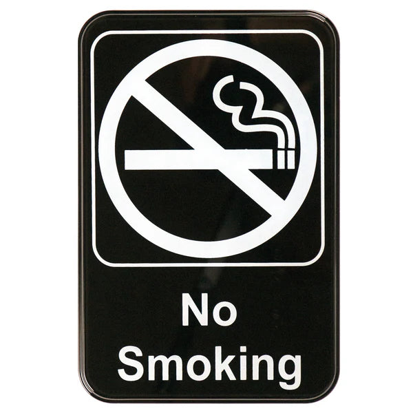 Winco SGN-601 to 684W, 6"x9" No Smoking Info Signs, Black