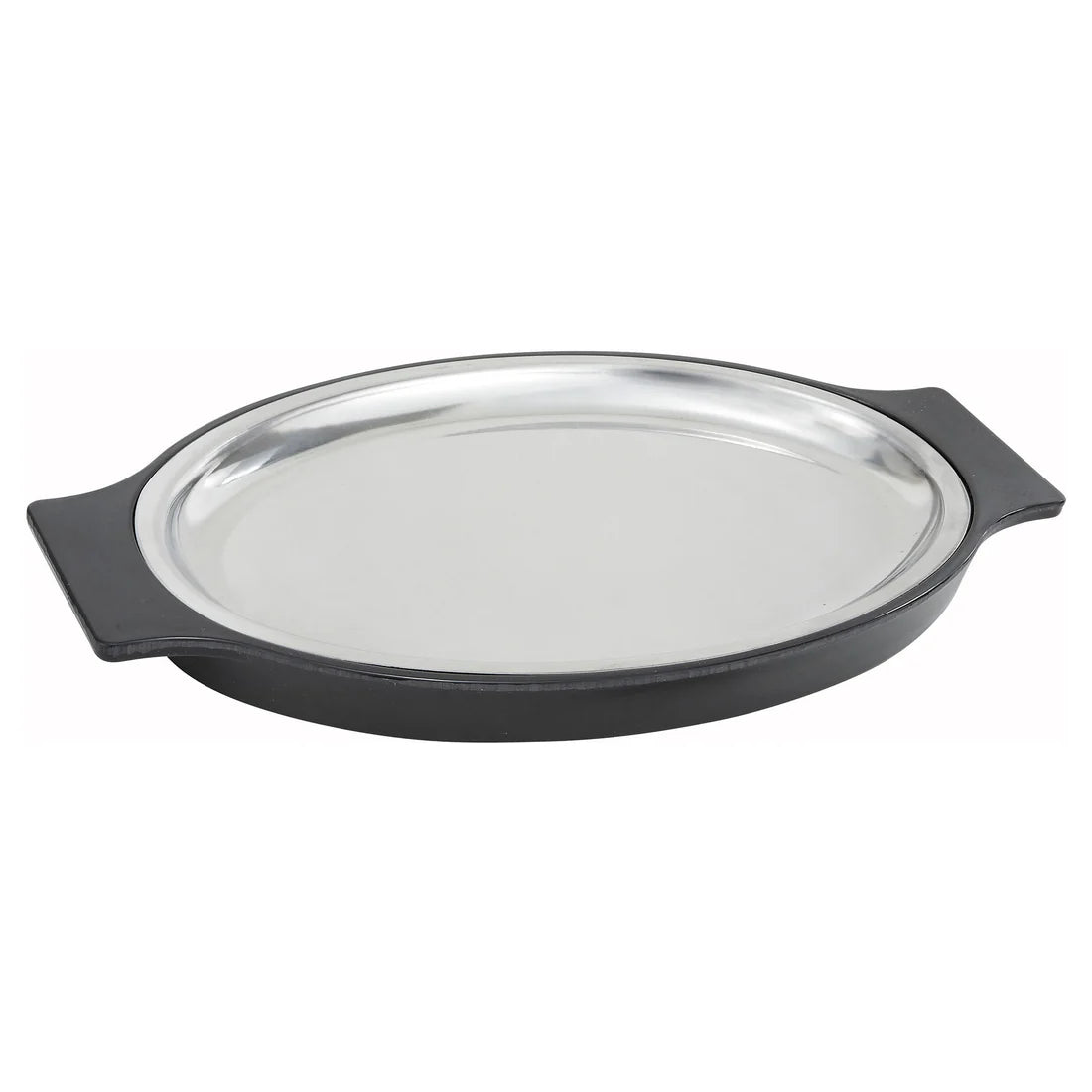 Winco SIZ-11 to SIZ-11ST, 11" SS Oval/Rect Sizzle Platters w/ Bakelite Underliners (SIZ-11/ST)