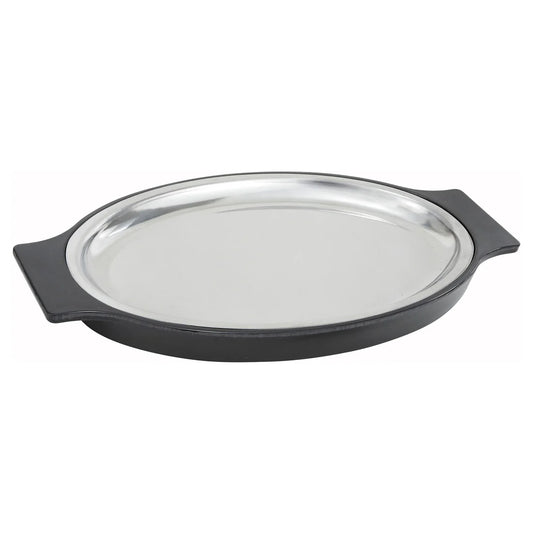 Winco SIZ-11 to SIZ-11ST, 11" SS Oval/Rect Sizzle Platters w/ Bakelite Underliners (SIZ-11/ST)