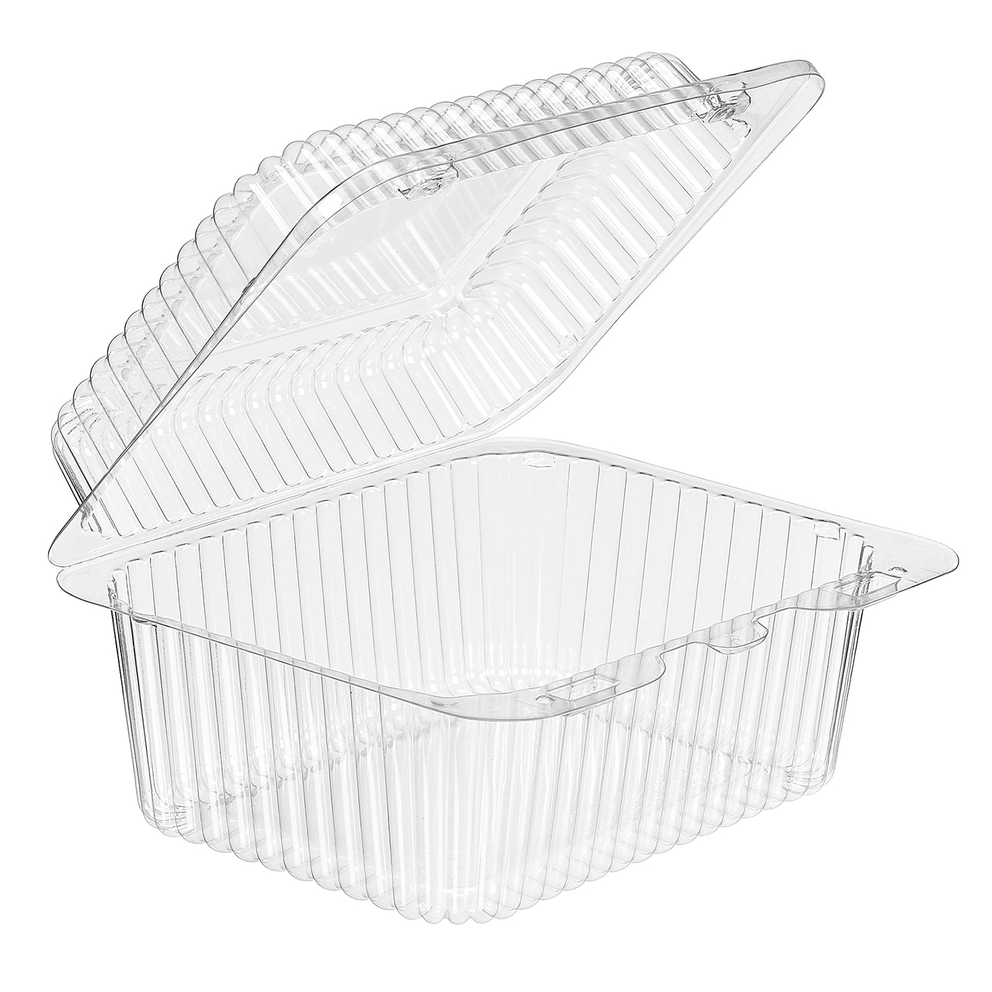 54oz clear hinged food storage clamshell container 6.32 x 4.88 SLP27
