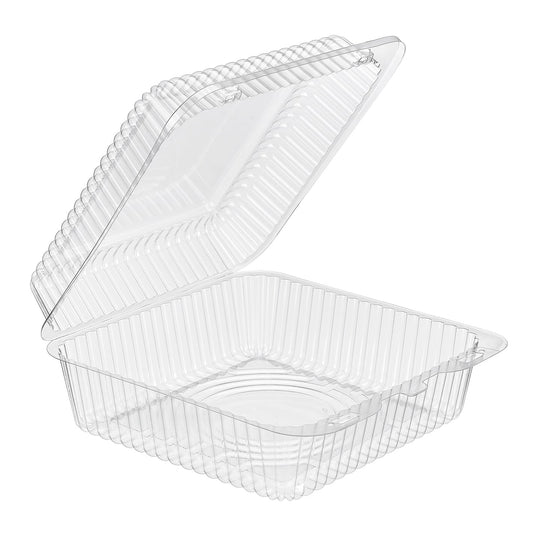 34oz clear hinged food storage clamshell container 6.32 x 4.88," "clear 6.32 x 4.88 clamshell food container 34oz