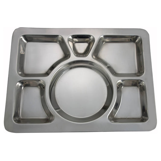 Winco SMT-1/SMT-2, 15.5"x11.5" SS  6-Compartment Mess Tray, Style A & B