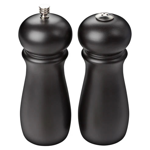 Winco SP-612, Black Wooden Salt & Pepper Grinder Set