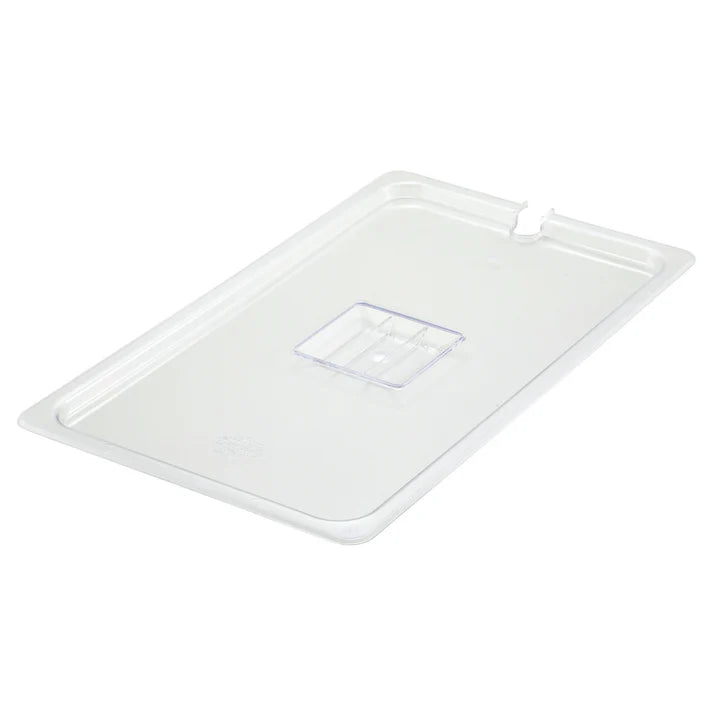 Cover for Food Pan is made from polycarbonate, this shatterproof cover is easy to clean and will withstand high volume service. This translucent food pan cover provides a clear view of what's inside.