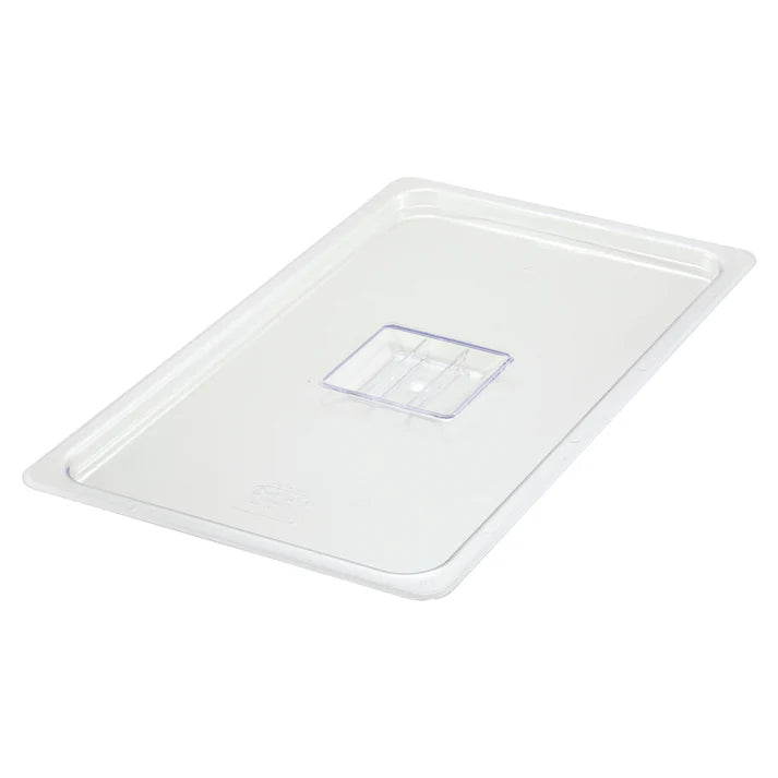 Cover for Food Pan is made from polycarbonate, this shatterproof cover is easy to clean and will withstand high volume service. This translucent food pan cover provides a clear view of what's inside.