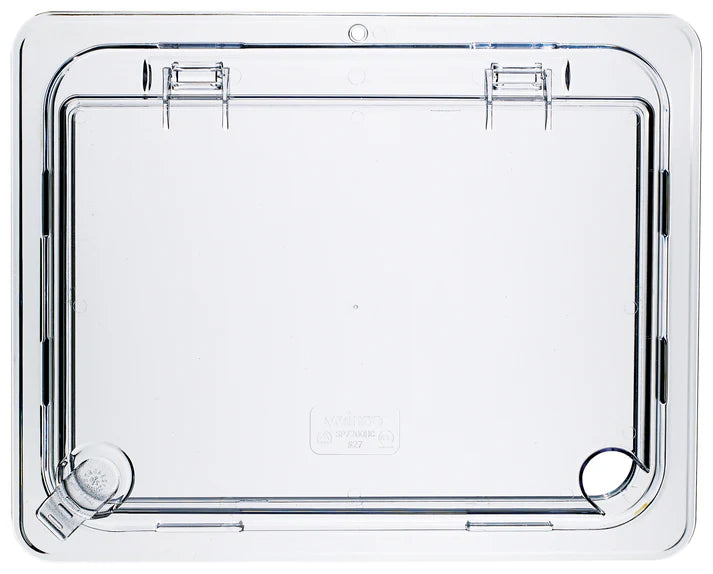 Cover for Food Pan is made from polycarbonate, this shatterproof cover is easy to clean and will withstand high volume service. This translucent food pan cover provides a clear view of what's inside.