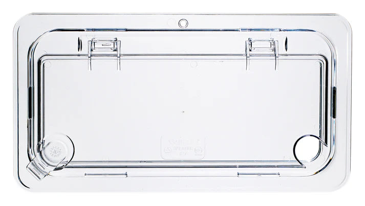 Cover for Food Pan is made from polycarbonate, this shatterproof cover is easy to clean and will withstand high volume service. This translucent food pan cover provides a clear view of what's inside.