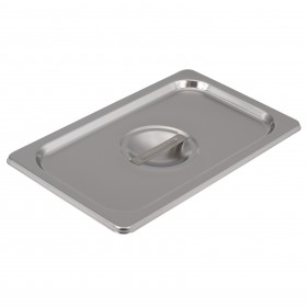 Fourth-size solid steam table pan cover stanton trading crafted from durable stainless steel, designed to maintain food temperature and ensure sanitation. Ideal for commercial kitchens and catering services.