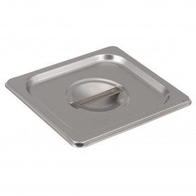 Sixth-size solid steam table pan cover stanton trading crafted from durable stainless steel, designed to maintain food temperature and ensure sanitation. Ideal for commercial kitchens and catering services.