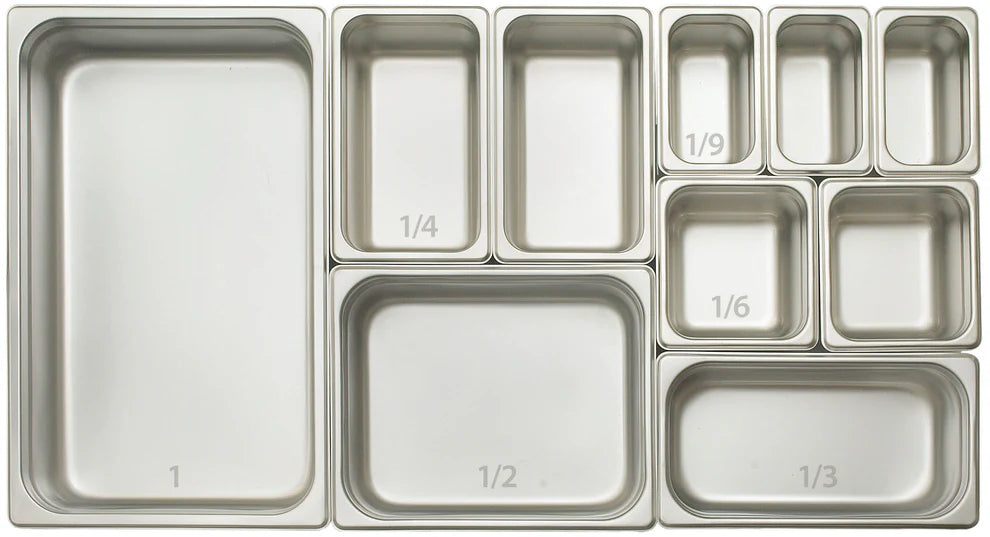 Winco SPJM-102 to 904, Full to 1/9, 24 Ga S/S Anti-Jam Steam Pans, EA