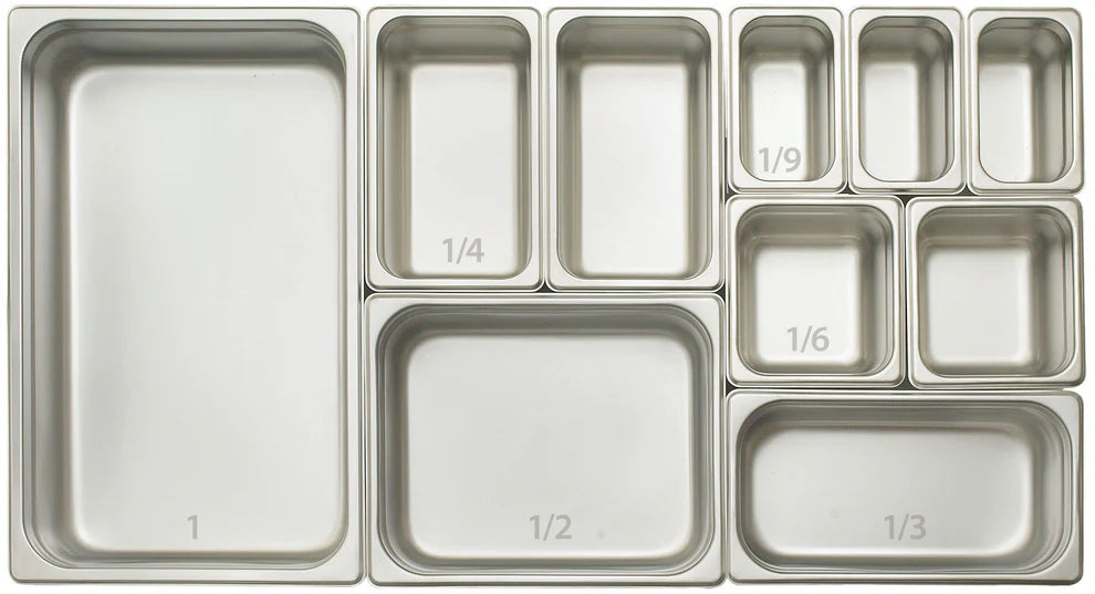Winco SPJP-102 to 904, Full-1/9, 2.5-6", 23 Ga S/S Anti-jam Steam Pans