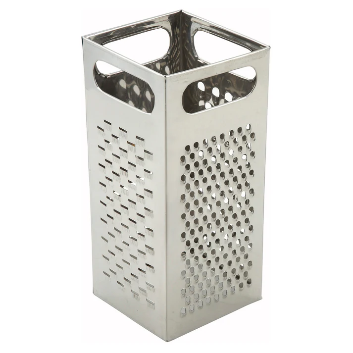  9"x4" Square Box Box Grater 12/Pack use this four sided box grater for grating cheese, lemon peels, ginger and other types of food. Thanks to its handle, this box grater provides ease of handling during use and transport.