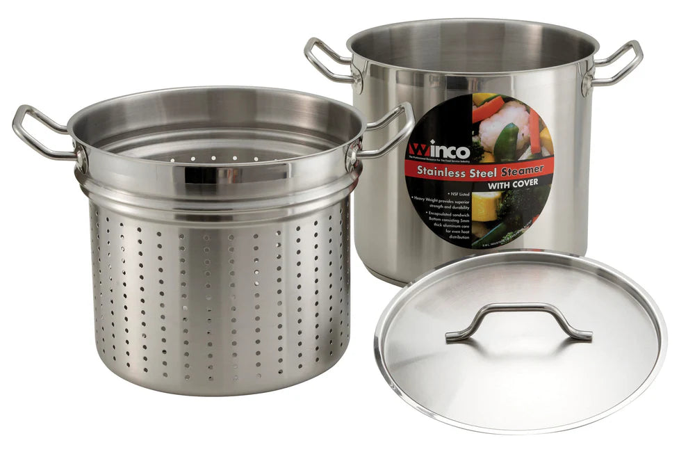 Winco SSDB-12S to 8S, 8-20qt S/S Steamer/Pasta Cooker