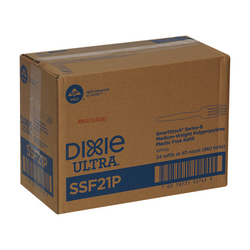 Dixie SmartStock Series-B Medium-Weight Polypropylene White Plastic Forks