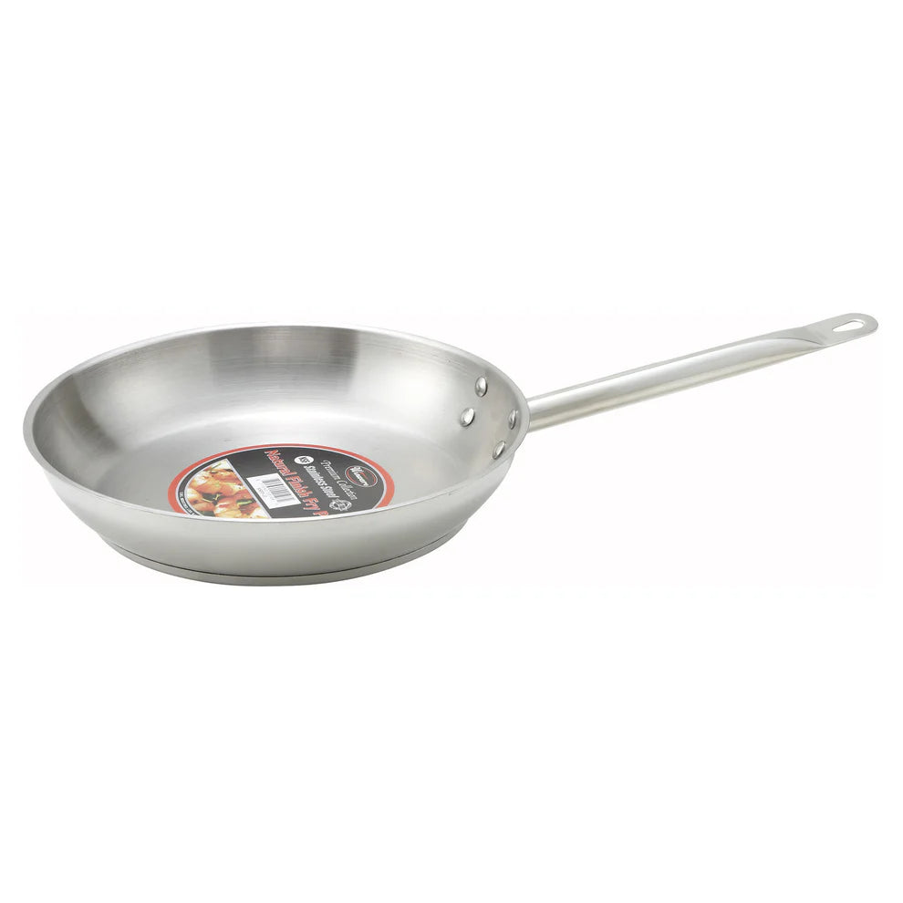Winco SSFP-11 to 9, 8-14" S/S Fry Pans with Helper Handle, EA
