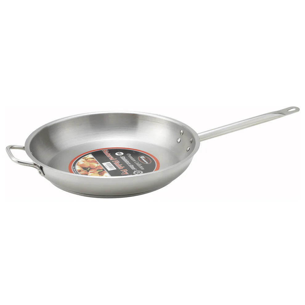 Winco SSFP-11 to 9, 8-14" S/S Fry Pans with Helper Handle, EA