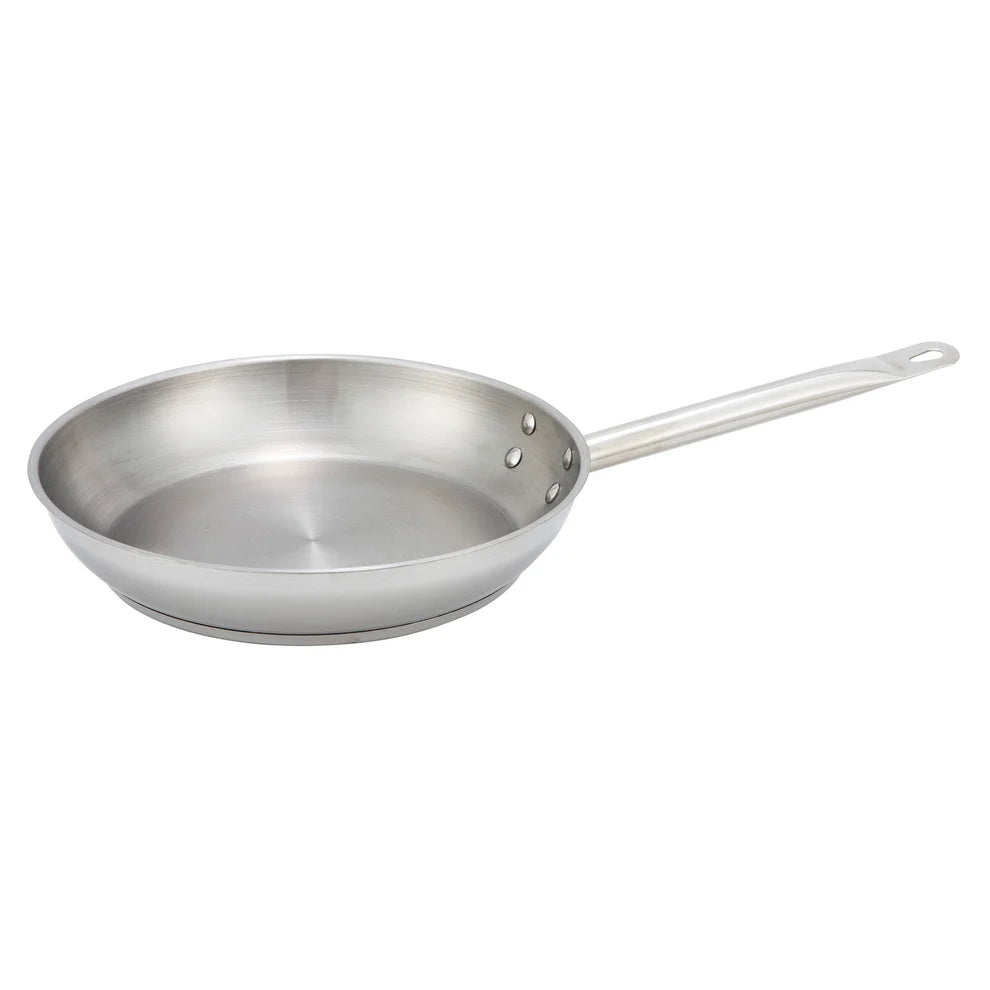 Winco SSFP-11 to 9, 8-14" S/S Fry Pans with Helper Handle, EA