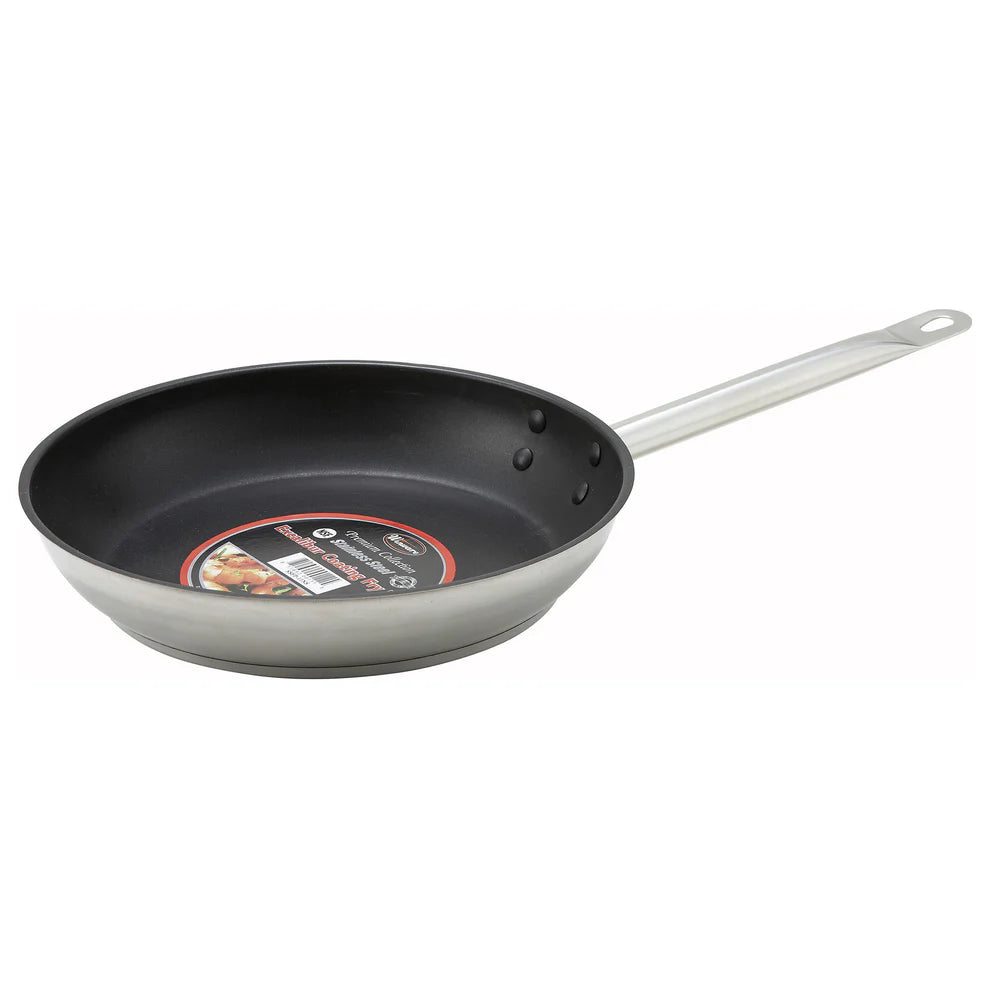 Winco SSFP-11NS to 9NS, 8-14" S/S Non-stick Fry Pans with Helper Hdl