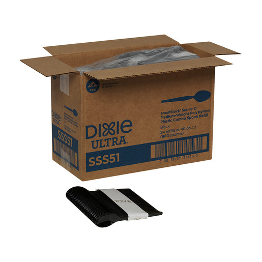 Dixie SmartStock Series-O Medium-Weight Polypropylene Black Multipurpose Teaspoon