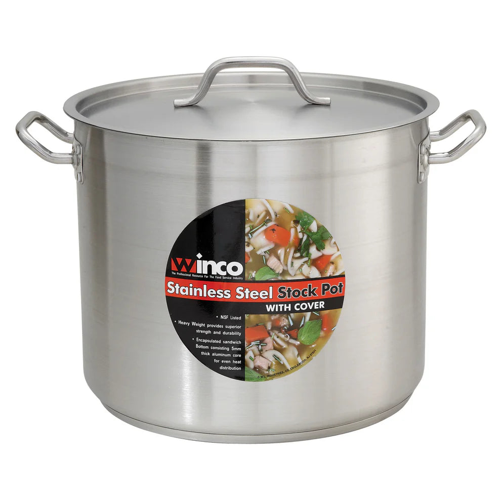 Winco SST-12 to 80, 8-80qt S/S Stock Pot w/Cover