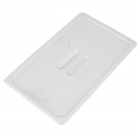 full-size food pan lid stanton trading, clear polycarbonate for visibility, flat design for secure fit and freshness, ideal for home or commercial kitchens, buffets, and catering.