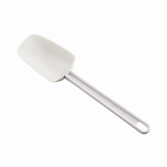 10-inch spoon blade scraper stanton trading with a rubber head and white plastic handle perfect for scooping, mixing, and scraping ingredients efficiently.