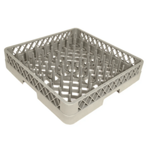 Stanton Trading Full-size peg rack with a 3-1/4" max inside height, featuring a 9x9 grid layout with 1-3/4" peg spacing. Designed with an open bottom and sidewalls for efficient drainage and airflow. Measures 19-5/8" x 19-5/8" and comes in gray with snap-fit extenders for adjustable height. Stackable for easy storage and transport.