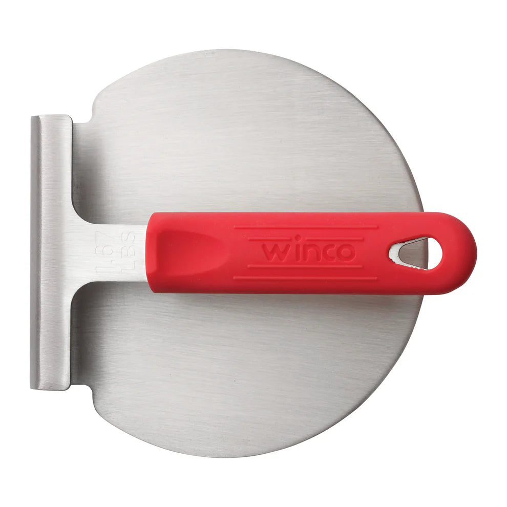Winco SWS-6, 6" Dia, SS w/ Red Sleeve, NSF Smashed Burger Press