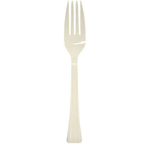 Premium disposable forks in Clear, Silver, Pearl, Gold, and Sahara—durable, stylish, and food-safe, perfect for catering, weddings, and upscale dining events.