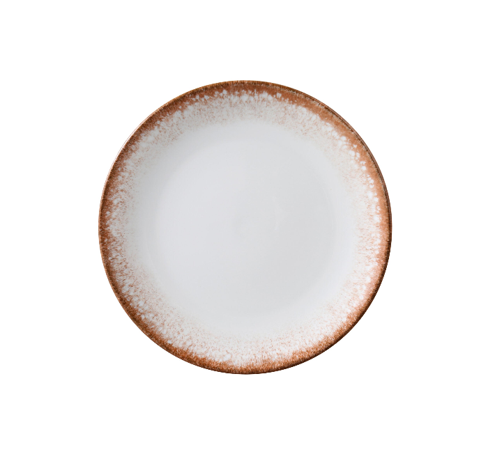 Yanco Coupe Round Plate PR-706 offers a compact, refined presentation for bread, butter, or small bites. Designed with the Porto collection’s signature earthy brown rim and clean white porcelain center, this plate brings rustic warmth to any table setting. Its coupe shape and durable construction make it an excellent choice for everyday service in restaurants, bakeries, or cafés.