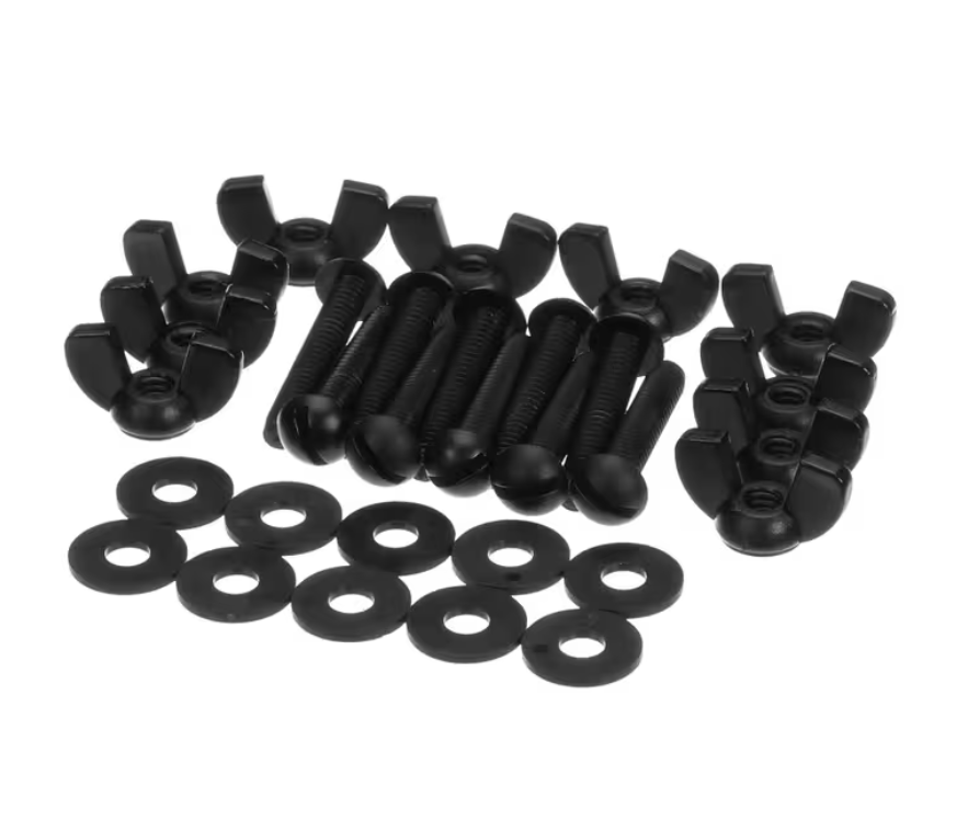 Maintain your sneeze guard system with the 4.5 x 4.5 x 4 Inch Black Single Sided Sneeze Guard Hardware 770200. Designed as replacement hardware for compatible commercial foodservice sneeze guards.