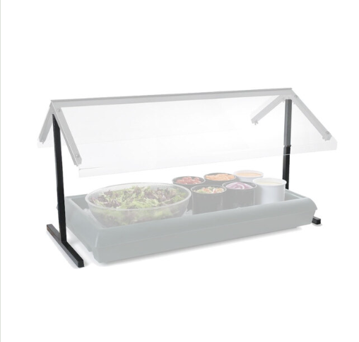 Support your Five Star Buffet Bar with the Black Standard Double Sided Sneeze Guard Legs 985003. Designed to provide stable positioning and structural support for compatible commercial sneeze guard systems.