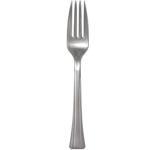 Premium disposable forks in Clear, Silver, Pearl, Gold, and Sahara—durable, stylish, and food-safe, perfect for catering, weddings, and upscale dining events.
