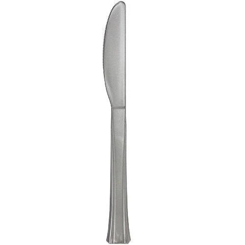 Premium disposable knives in Clear, Silver, Pearl, Gold, and Sahara—durable, stylish, and food-safe, perfect for catering, weddings, and elegant events.