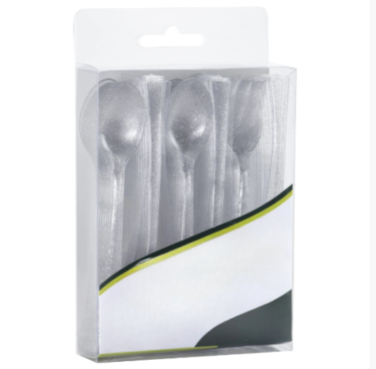 Mini glitter combo set with disposable silver and gold utensils, perfect for weddings, parties, catering, and upscale events, adding elegance and sparkle to any table setting.