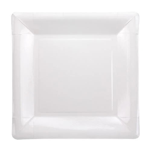 Elegant pearl square disposable plates in 7-inch and 10-inch sizes, perfect for weddings, parties, and events. Sturdy, stylish, and ideal for appetizers, main courses, or desserts.
