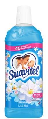 Suavitel Field Flowers Fabric Softener, 11 oz bottle for soft, fresh-smelling laundry