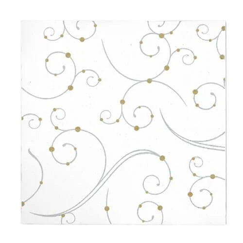 Swirls & Pearls Elegant Beverage Napkin with intricate swirl and pearl design. Premium disposable napkins for cocktails, coffee, and desserts. Soft, durable, and stylish for any event.