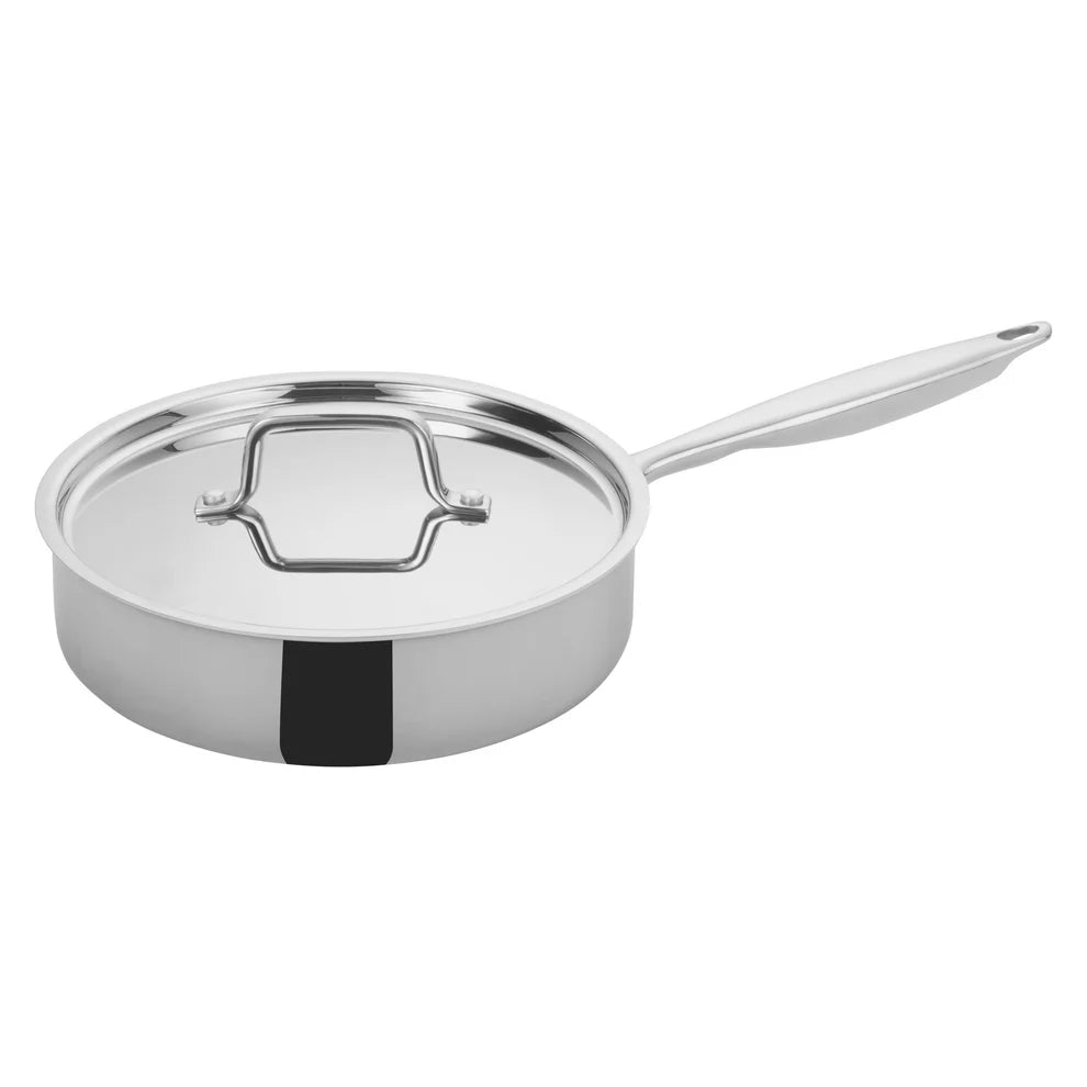 Winco TGET-2 to 7, 2-7.5qt Triply S/S Saute Pans w/ Cover & Helper Hdl