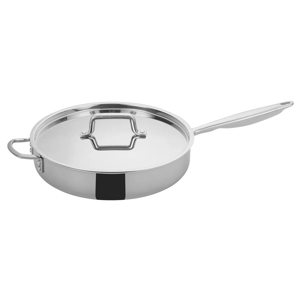 Winco TGET-2 to 7, 2-7.5qt Triply S/S Saute Pans w/ Cover & Helper Hdl