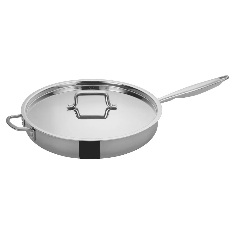 Winco TGET-2 to 7, 2-7.5qt Triply S/S Saute Pans w/ Cover & Helper Hdl