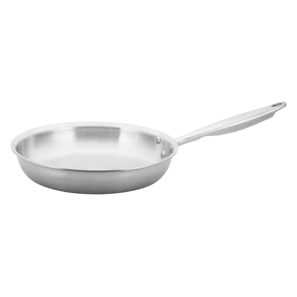 Winco TGFP-10 to 8, 7 to 14" Triply S/S Fry Pan w/Helper Hdl