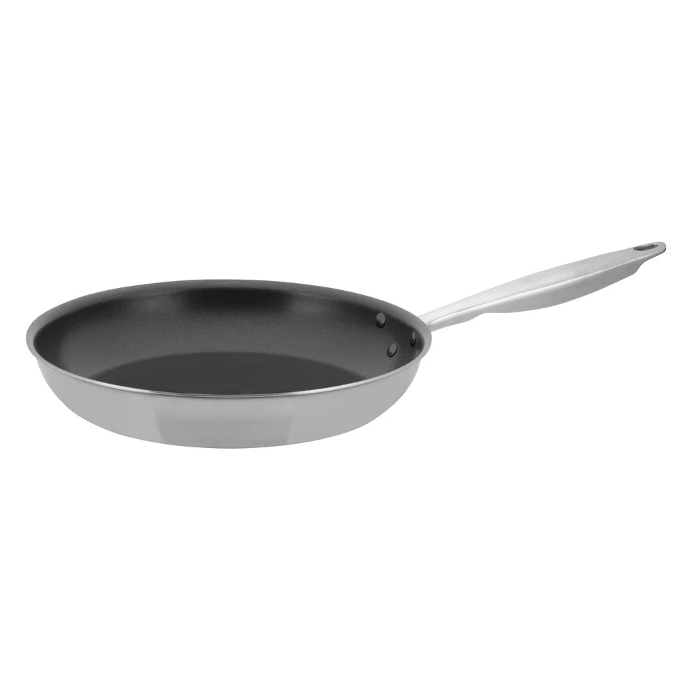Winco TGFP-10NS-8NS, 7-14" Triply S/S Fry Pan w/Helper Hdl, Non-stick
