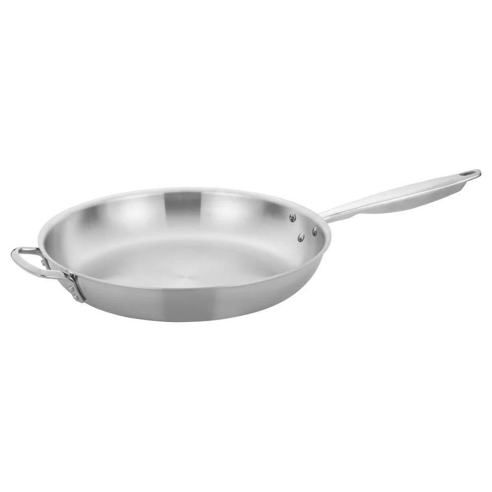 Winco TGFP-10 to 8, 7 to 14" Triply S/S Fry Pan w/Helper Hdl