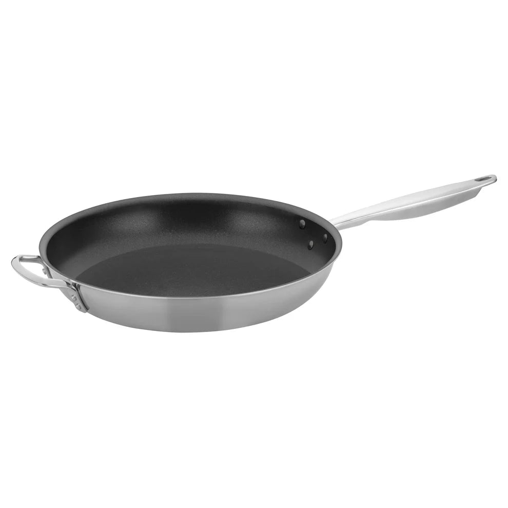 Winco TGFP-10NS-8NS, 7-14" Triply S/S Fry Pan w/Helper Hdl, Non-stick