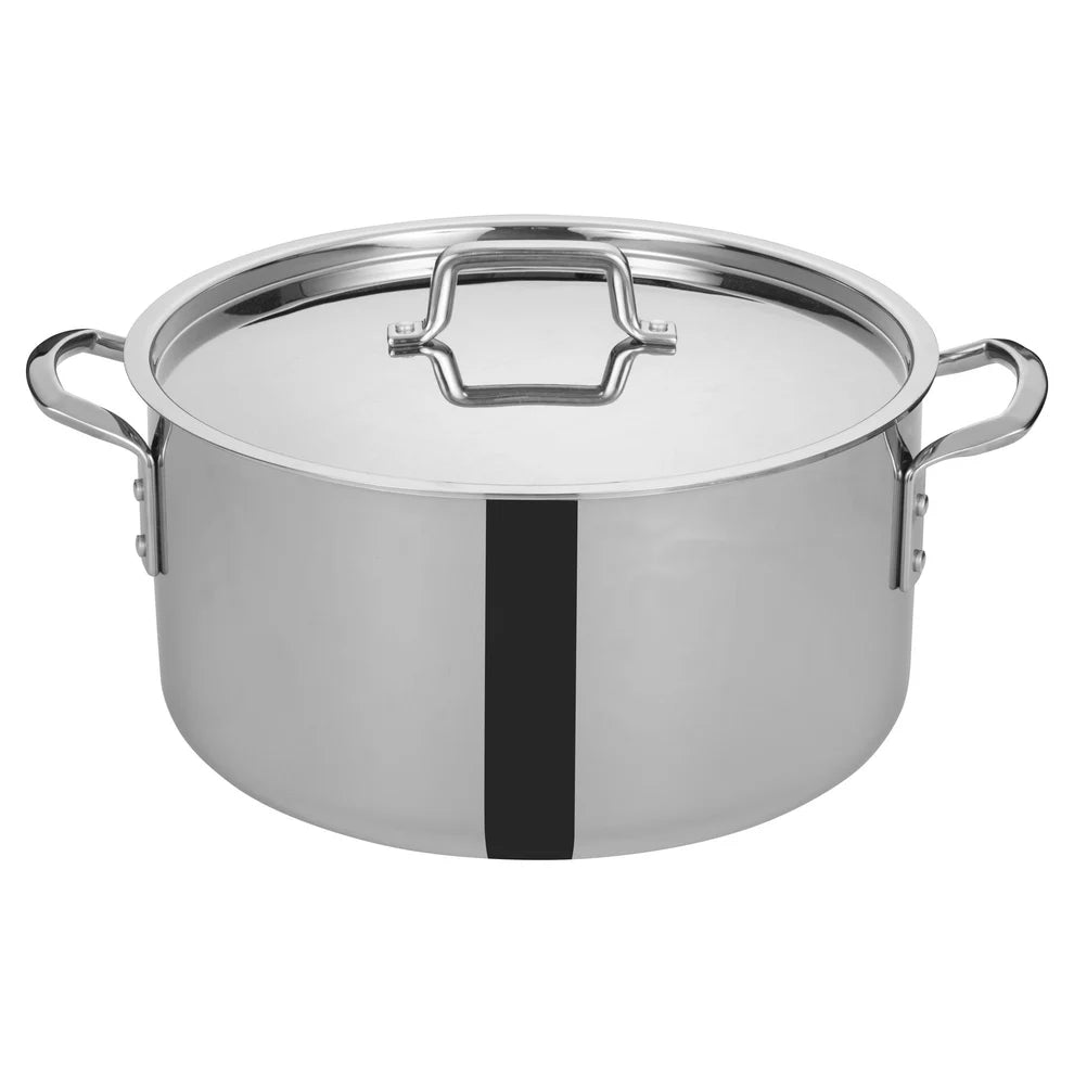 Winco TGSP-12 to 8, 4.5-20qt Triply S/S Stock Pot w/Cover