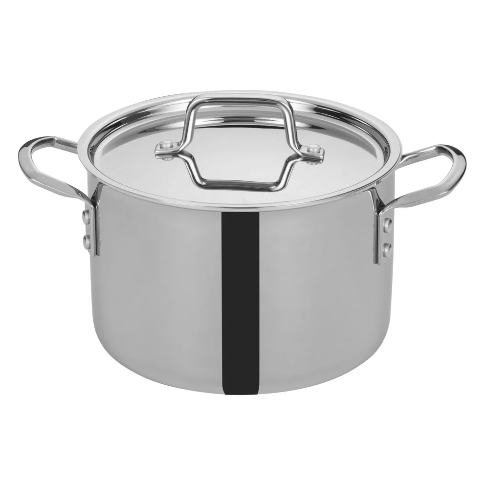 Winco TGSP-12 to 8, 4.5-20qt Triply S/S Stock Pot w/Cover